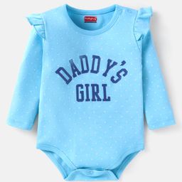 Babyhug 100% Cotton Interlock Knit Full Sleeves Onesies With Frill Detailing Text Print - Light Blue-image-27