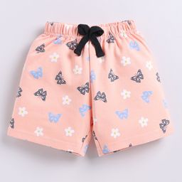 FUN A2Z Cotton Sinker Butterfly & Floral Printed Shorts - Peach-image-83