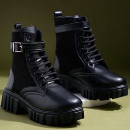 Shoetopia Solid Boots - Black-image-72