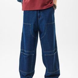 Snitch Men Blue Mid-Rise Baggy Cargo Jeans-image-98