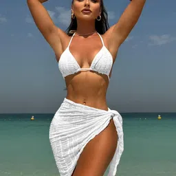Plus Curvves Halter Neck Swimwear Coverup Set-picture-39