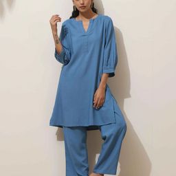 trueBrowns Blue Viscose Co-Ord Set-11