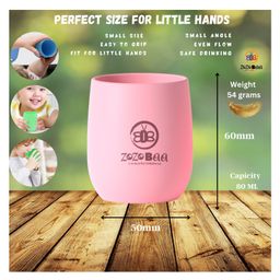 ZoZoBaa Silicone Baby Drinking Cup with Easy Grip | Multipurpose Tiny Cups for Infants First Stage Training | Bpa-Free, Unbreakable Non Sippy Cup for Toddlers (Light Pink) image 3