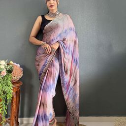 DIVASTRI Tie and Dye Pure Chiffon Ready to Wear Saree-image-52