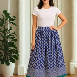 Womens Maxi Length Cotton Skirt-picture-55