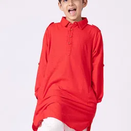 Somersault Boys Shirt Collar Roll-Up Sleeves Pure Cotton Pathani Kurta-13