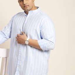 Sztori Plus Size Pure Cotton Striped Casual Shirt-image-78