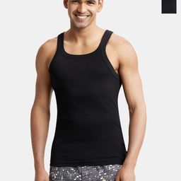 Jockey Men Pack Of 2 Super Combed Cotton Innerwear Vests US26-0205-BLACK-50