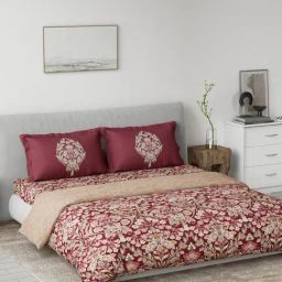 DDecor Purple Cotton Ethnic Primary Collection King Bedsheet & Quilt with 2 Pillow Covers-picture-29