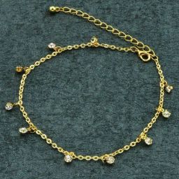 OOMPH Crystal Gold-Tone Delicate Fashion Stylish Latest Anklet for Women-image-49