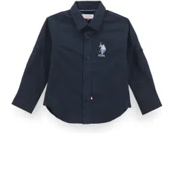 U.S. Polo Assn. Kids Navy Solid Full Sleeves Shirt-picture-0