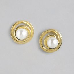 Carlton London Gold-Plated Pearl Circular Studs-0