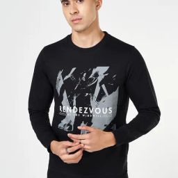 Sf Jeans By Pantaloons Black Cotton Regular Fit Printed Sweatshirt-image-14