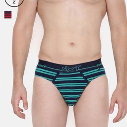 Force NXT Men Pack of 2 Striped Basic Assorted Briefs MNFL-56-PO2-42