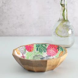India Circus by Krsnaa Mehta Monarch's Cadence Floral Multicolor Mango Wood Bowl - (1000 ml)-23