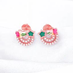 GIVA 92.5 Sterling Silver Rose Gold Rainbow Stud Earrings-image-91