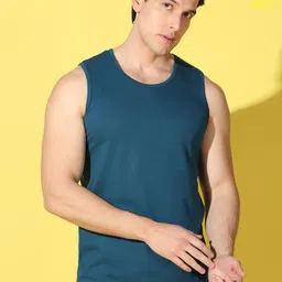 WOOSTRO 2-Pcs Odour-Free Combed Cotton Innerwear Vests VWS26(PLAIN PEACOCK)(ALONE YELLOW)-image-91