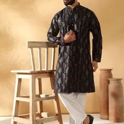 KRAFT INDIA LUXE Men Floral Embroidered Kurta with Trouser-picture-28
