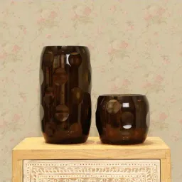 Home4U Brown Glass Fiddle Vase - Set of 1-image-13