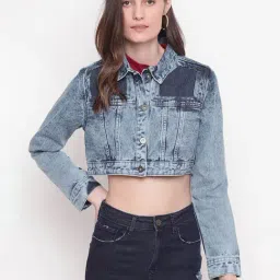 Belliskey Mid Blue Regular Fit Crop Jacket-picture-12