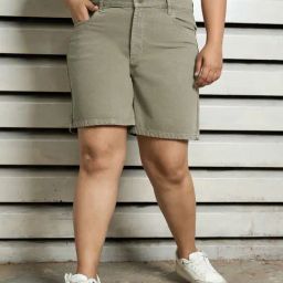 High Star Green Relaxed Fit High Rise Shorts-image-18