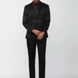 V Dot Black Skinny Fit Two Piece Suit-image-70