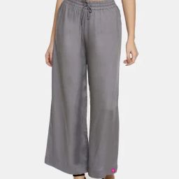 TWIN BIRDS Grey Mid Rise Palazzos-picture-12