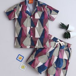 Ministitch Printed Shirt With Shorts Clothing Set-25