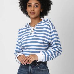 Forever 21 Blue & White Striped Sweatshirt-picture-40