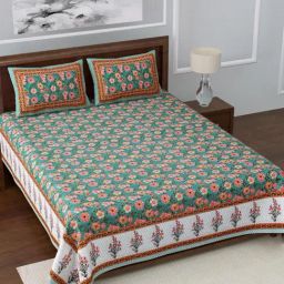 Living Roots Jaipuri Multicolor 210 TC Cotton King Bed Sheet Set with Pillow Covers-image-127