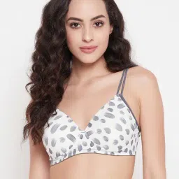 Clovia White Printed Full Coverage Padded T-Shirt Bra-image-103