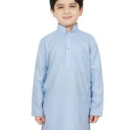 SG Yuvraj Kids Light Blue Solid Full Sleeves Kurta-image-3