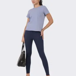 BlissClub Navy Plain Mid Rise Pants-image-90