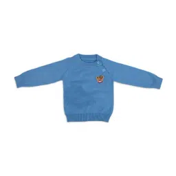 Baby Moo Kids Blue Applique Full Sleeves Sweater-86