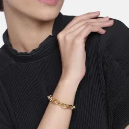 Estele Gold-Plated Rectangular Link Bracelet for Women-14