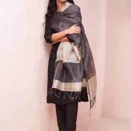 Fabindia Beige & Grey Printed Dupatta-picture-42