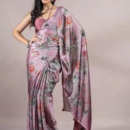 Mirchi Fashion Wine Chiffon Floral Saree With Unstitched Blouse-picture-31