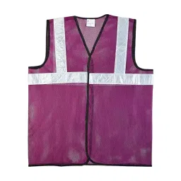 Aktion Safety High Visibility 360° Jacket Reflective 60 GSM Mesh Fabric Violet Free Size, AK-605 (Pack of 10)-10