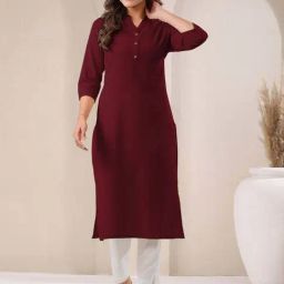 Janasya Maroon Solid Kurtas-25