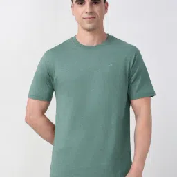 Peter England Green Cotton Regular Fit T-Shirt-picture-14