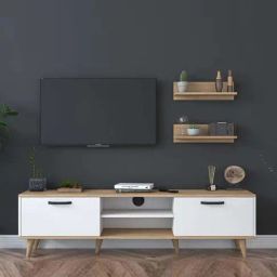 SPYDER CRAFT D4 Engineered Wood TV Entertainment Unit (White & Oak)-47