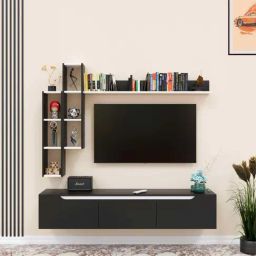 SPYDER CRAFT D3 Engineered Wood TV Entertainment Unit (Black & White)-17