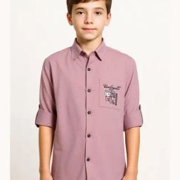 Cavio Boys Magenta Cotton Printed Comfort Fit Shirt-image-50