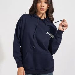 Styli Navy Cotton Printed Hoodie-picture-43