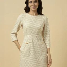 Allen Solly Beige Polyester Geometric Regular Fit Casualdresses-image-78
