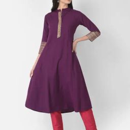 Span Purple Straight Kurta-image-1