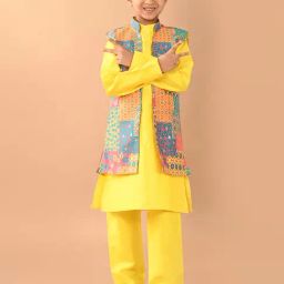 LilPicks Kids Multicolor Printed Full Sleeves Kurta, Pyjamas With Jacket-image-71