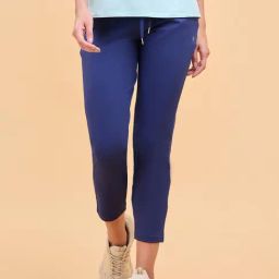 Enamor Blue Mid Rise Sports Track Pants-image-13