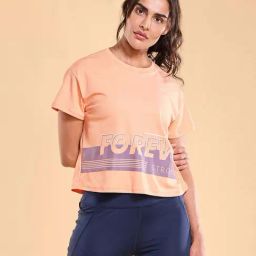 Enamor Apricot Printed T-Shirt-image-34