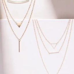 OOMPH Gold Tone Metal Multi Layered MultiStrand Charm Fashion Necklace Pack of 2-71